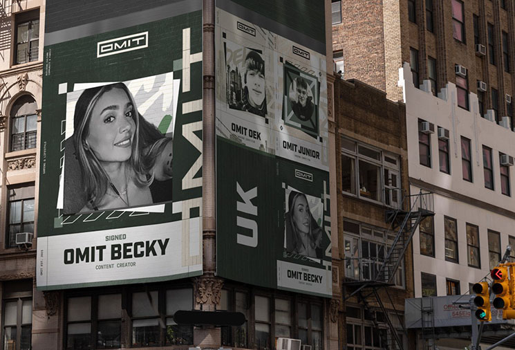 Image of OMIT Becky posters on the corner of a New York building.