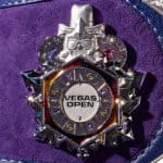Close-up of the Vegas Open icon on a Teamfight Tactis Champions Belt in a Wrestling Belt style